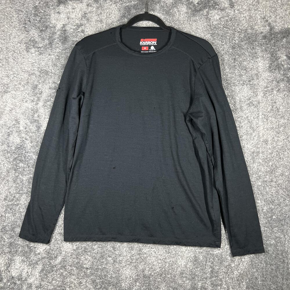 Karbon Shirt Womens M Black 100% Merino Wool Crew Neck Long Sleeve Canada